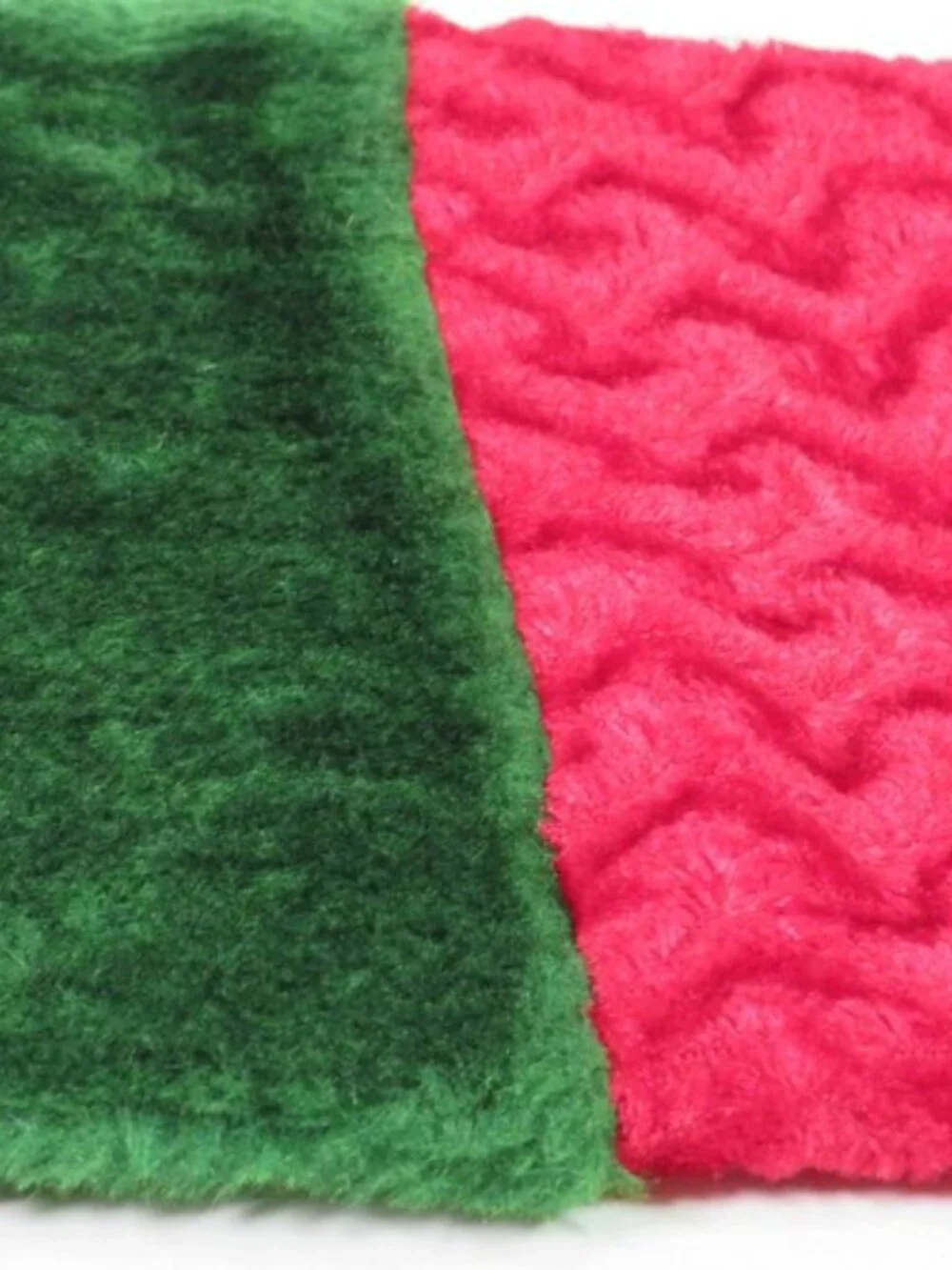 Vintage Plush Chevron Ripple Textured Christmas Stocking Red & Green cottagecore